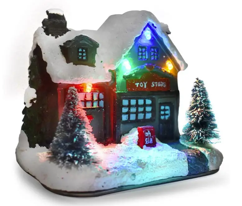 Snow Covered house with Solar Lights