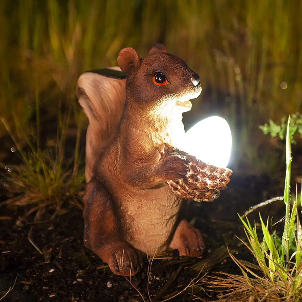 Solar powered squirrel led light for your garden