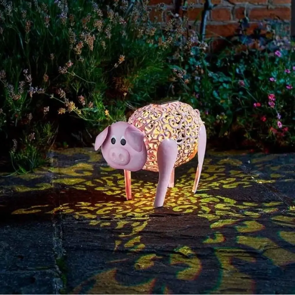 Metal Solar Powered Pig Garden Light