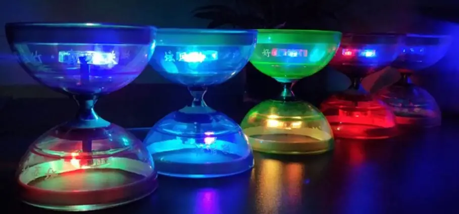 Image showing Diabolo Toys illuminated with LED attachments