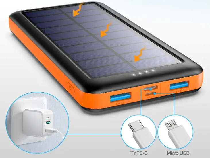 Photo of a portable solar power charger