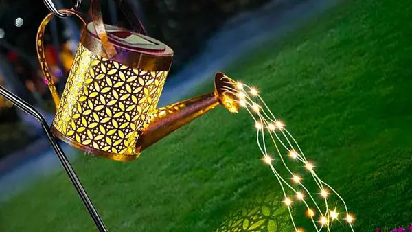 Solar powered watering can light